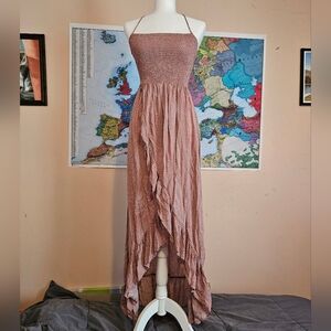 Dusty Pink Polka Dot High Low Dress